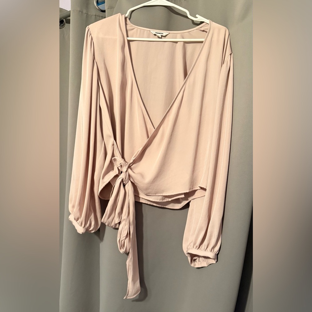 Express Blush Pink Wrap Blouse